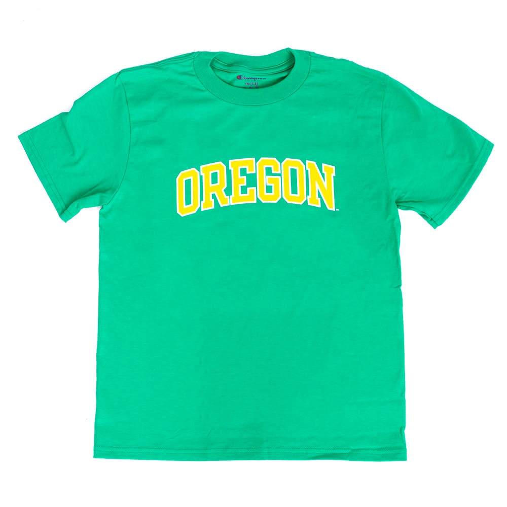 Arched Oregon, Champion, Green, Crew Neck, Cotton, Kids, Youth, T-Shirt, 964354
